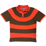 educated curved polo - orange/brown