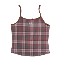 heart logo cami top - plaid