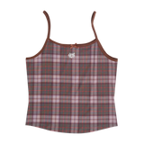 heart logo cami top - plaid