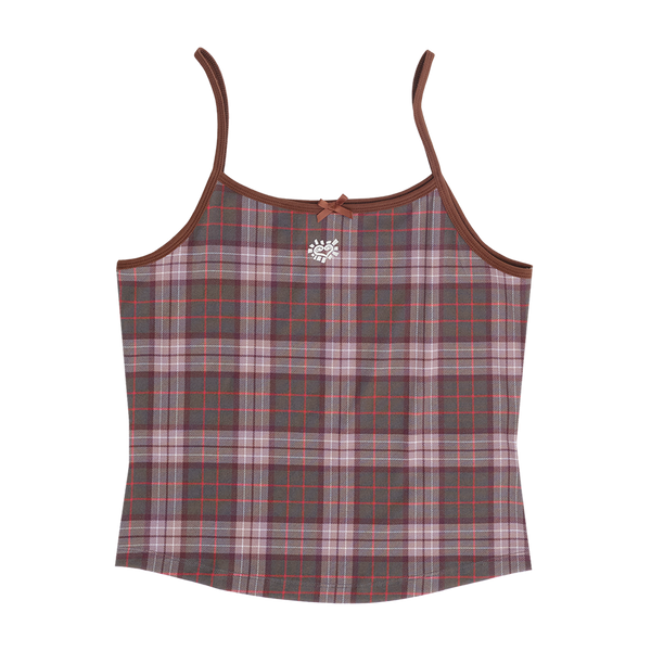 heart logo cami top - plaid