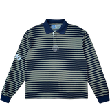 clean stripe rugby polo - navy/khaki