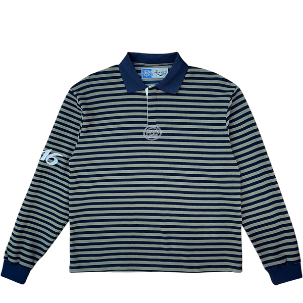 clean stripe rugby polo - navy/khaki