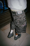 croc print denim shorts