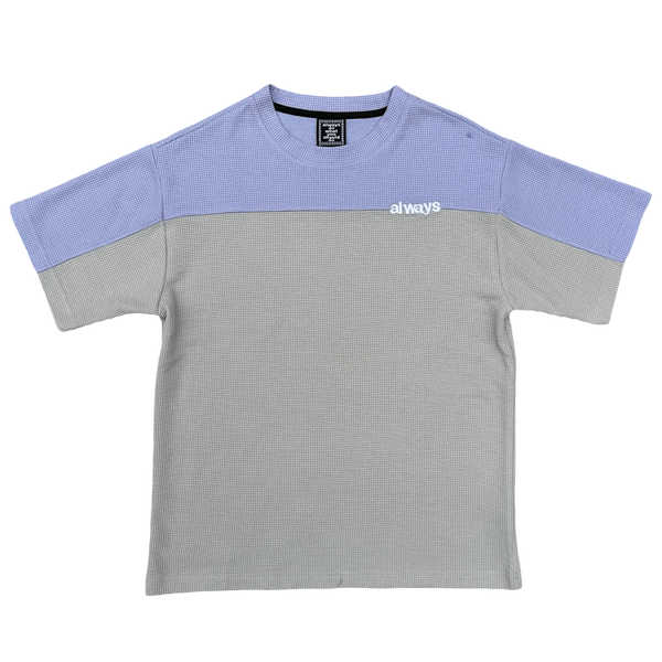 panelled waffle tshirt - lilac/silver