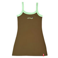 womens slip dress - pistachio / brown