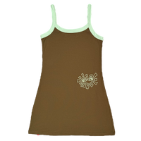 womens slip dress - pistachio / brown