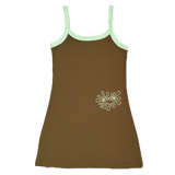 womens slip dress - pistachio / brown