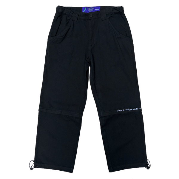 zip off drill trouser - black