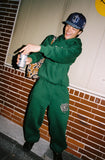 rel@xed embroidered green jogger