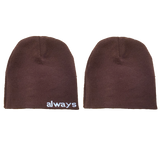 brown reversible no cuff beanie