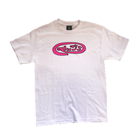 pink oval t-shirt white