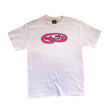 pink oval t-shirt white