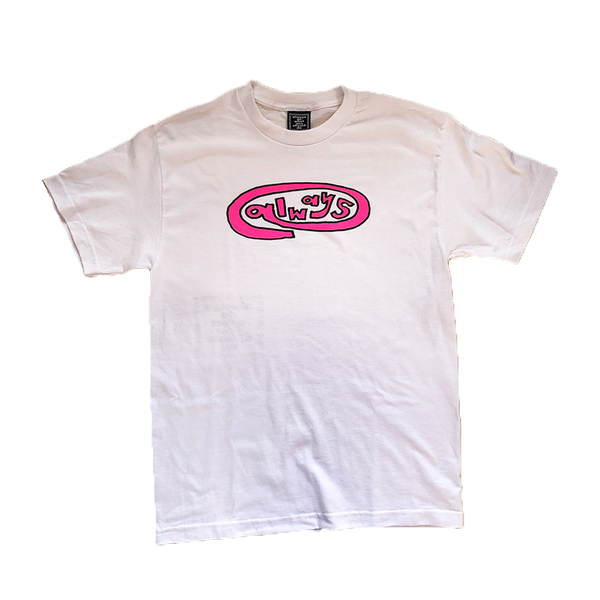 pink oval t-shirt white