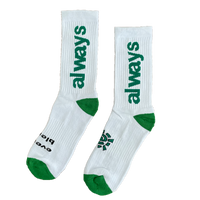 white / green always sock