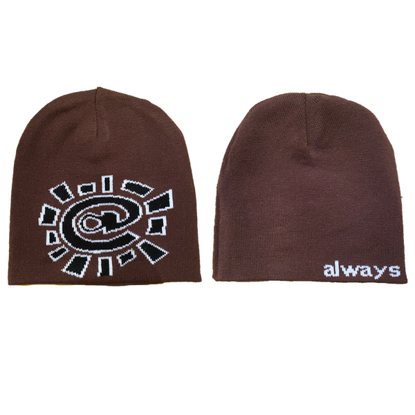 brown reversible no cuff beanie