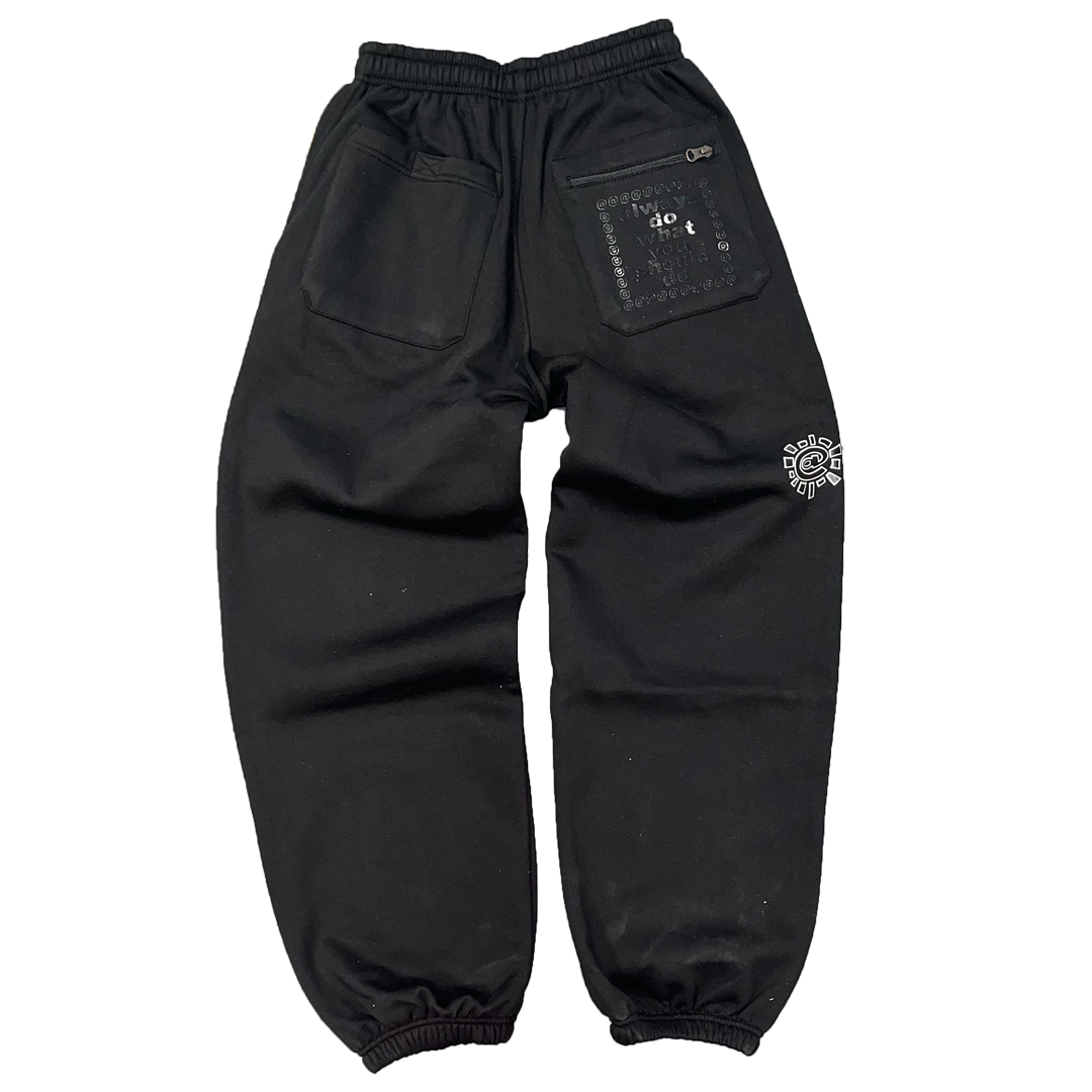 rel@xed embroidered black jogger – always do what you should do