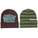 brown / green reversible cuff beanie