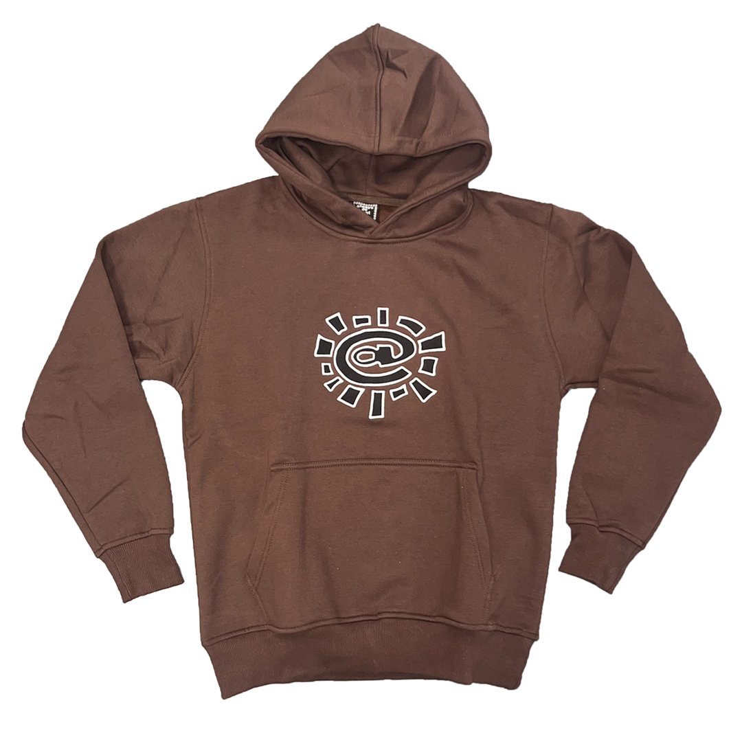 embroidered @sun hoodie brown – always do what you should do