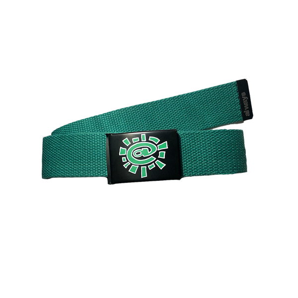 green silk screen belt