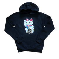 maneki-neko hoodie black