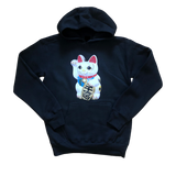 maneki-neko hoodie black