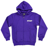 always up purple zip up hoodie