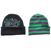 reversible cuff beanie - purple/green