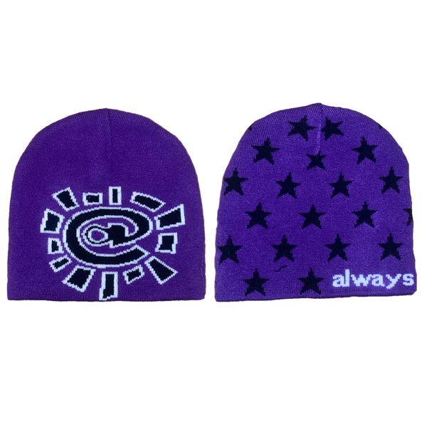 purple star reversible no cuff beanie – always do what you should do purple star reversible no cuff beanie – always do what you should do