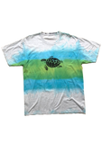 turtle hand dye t-shirt blue green